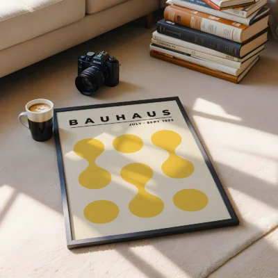 Bauhaus Exhibition Poster 1923 Circle Drops Yellow