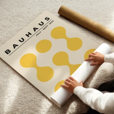 Bauhaus Exhibition Poster 1923 Circle Drops Yellow