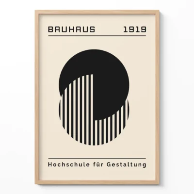 Bauhaus Vintage Poster Black Circle Lines – Geometric Wall Art