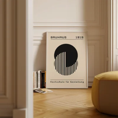 Bauhaus Vintage Poster Black Circle Lines – Geometric Wall Art