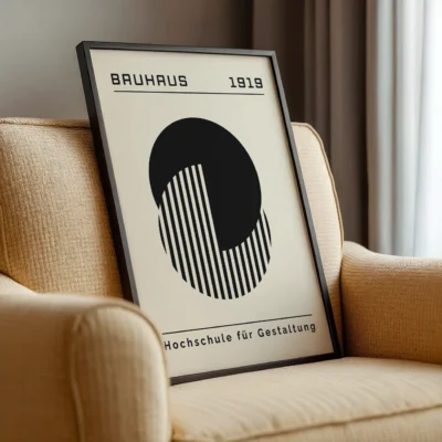 Bauhaus Vintage Poster Black Circle Lines – Geometric Wall Art