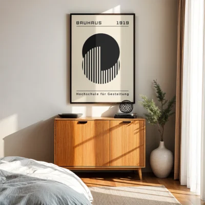 Bauhaus Vintage Poster Black Circle Lines – Geometric Wall Art