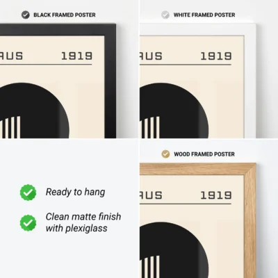 Bauhaus Vintage Poster Black Circle Lines – Geometric Wall Art