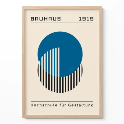 Bauhaus Vintage Poster Blue Circle Lines – Abstract Wall Art