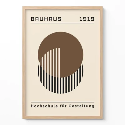 Bauhaus Vintage Poster Brown Circle Lines – Modern Wall Art