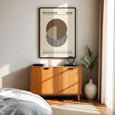 Bauhaus Vintage Poster Brown Circle Lines – Modern Wall Art