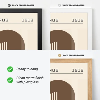 Bauhaus Vintage Poster Brown Circle Lines – Modern Wall Art