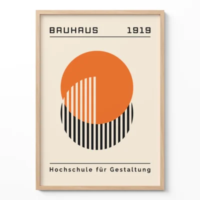 Bauhaus Design Poster Orange Circle Lines – Minimalist Art Print