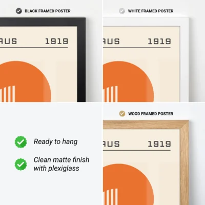 Bauhaus Design Poster Orange Circle Lines – Minimalist Art Print