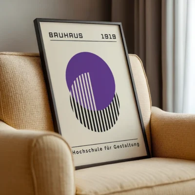 Bauhaus Design Poster Purple Circle Lines – Minimalist Wall Art
