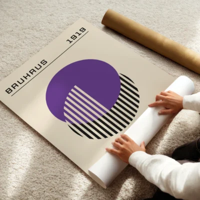 Bauhaus Design Poster Purple Circle Lines – Minimalist Wall Art