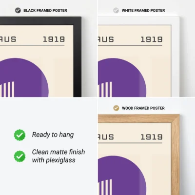 Bauhaus Design Poster Purple Circle Lines – Minimalist Wall Art