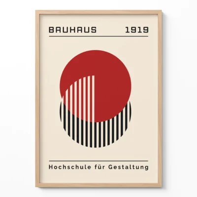 Bauhaus Design Poster Red Circle Lines – Modern Art Print