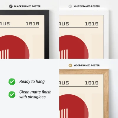 Bauhaus Design Poster Red Circle Lines – Modern Art Print