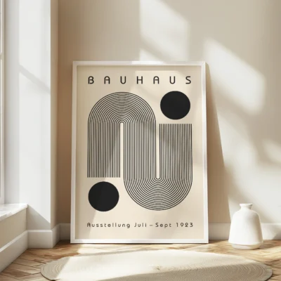 Bauhaus Artwork Poster Black Winding Path – Minimalist Art Print