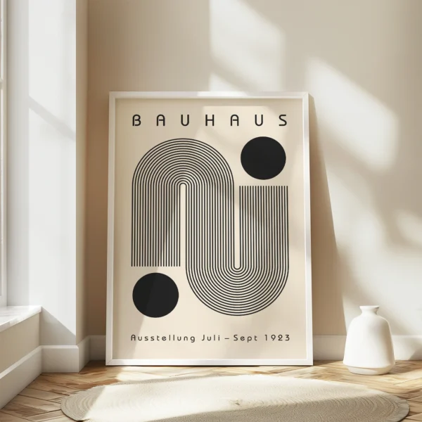 Bauhaus Artwork Poster Black Winding Path – Minimalist Art Print