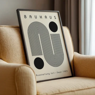 Bauhaus Artwork Poster Black Winding Path – Minimalist Art Print