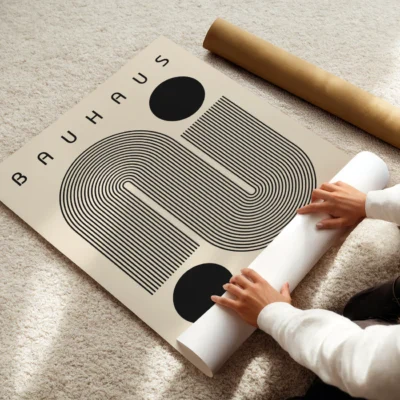 Bauhaus Artwork Poster Black Winding Path – Minimalist Art Print