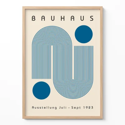 Bauhaus Artwork Poster Blue Winding Path – Modern Wall Art