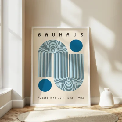 Bauhaus Artwork Poster Blue Winding Path – Modern Wall Art