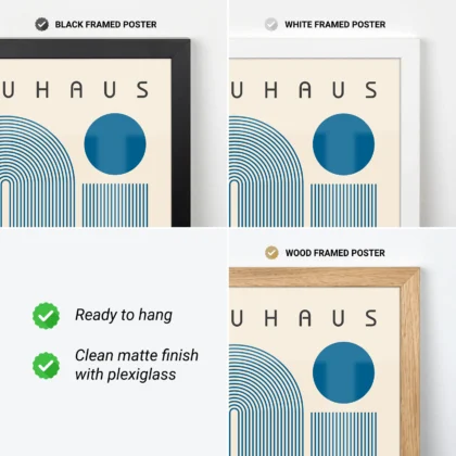 Bauhaus Wandbild – Blaue geschwungene Linien