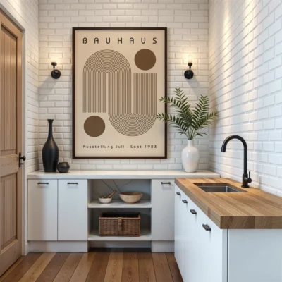 Bauhaus Artwork Poster Brown Winding Path – Modern Art Print