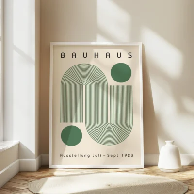 Bauhaus Artwork Poster Green Winding Path – Abstract Wall Art