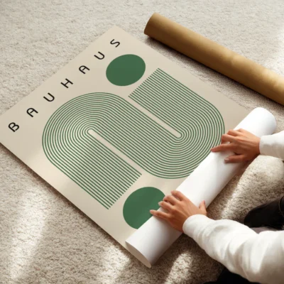 Bauhaus Artwork Poster Green Winding Path – Abstract Wall Art