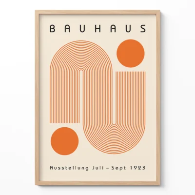 Bauhaus Artwork Poster Orange Winding Path – Minimalist Wall Art