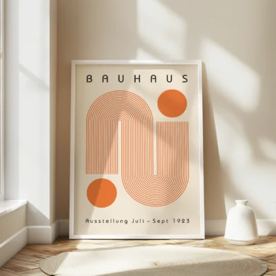 Bauhaus Artwork Poster Orange Winding Path – Minimalist Wall Art