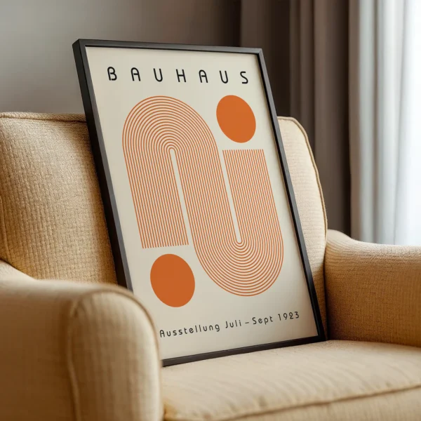 Bauhaus Artwork Poster Orange Winding Path – Minimalist Wall Art