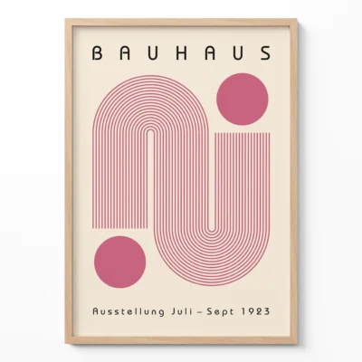 Bauhaus Artwork Poster Pink Winding Path – Geometric Wall Art