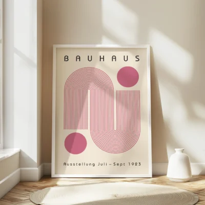 Bauhaus Artwork Poster Pink Winding Path – Geometric Wall Art