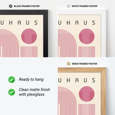 Bauhaus Artwork Poster Pink Winding Path – Geometric Wall Art