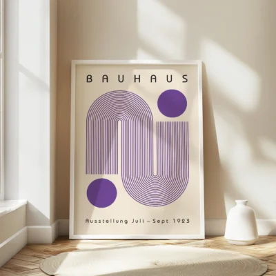 Bauhaus Artwork Purple Winding Path – Mid Century Wall Art