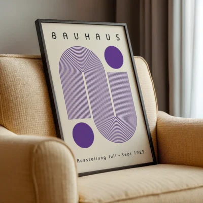 Bauhaus Artwork Purple Winding Path – Mid Century Wall Art