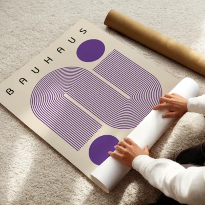 Bauhaus Artwork Purple Winding Path – Mid Century Wall Art