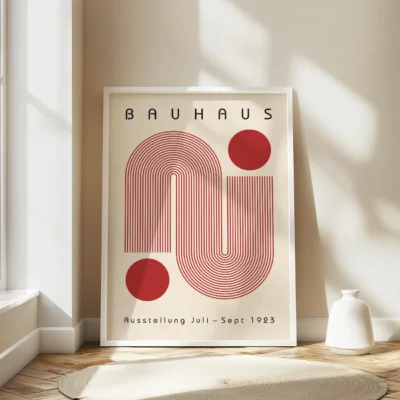 Bauhaus Art Poster Red Winding Path – Retro Art Print