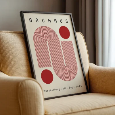 Bauhaus Art Poster Red Winding Path – Retro Art Print