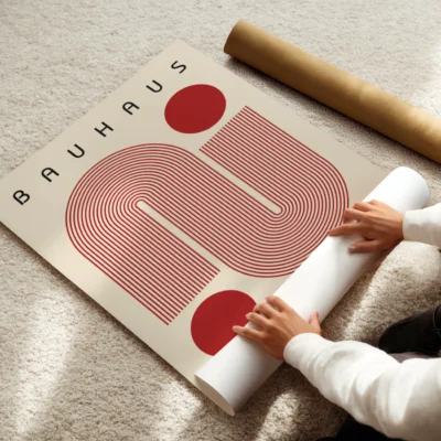 Bauhaus Art Poster Red Winding Path – Retro Art Print