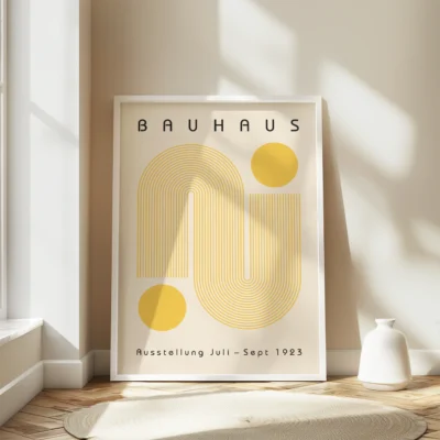 Bauhaus Art Poster Yellow Winding Path – Minimalist Retro Print