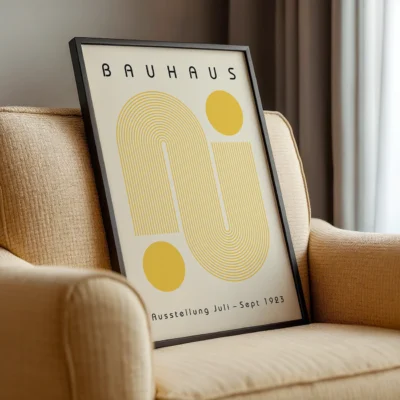 Bauhaus Art Poster Yellow Winding Path – Minimalist Retro Print