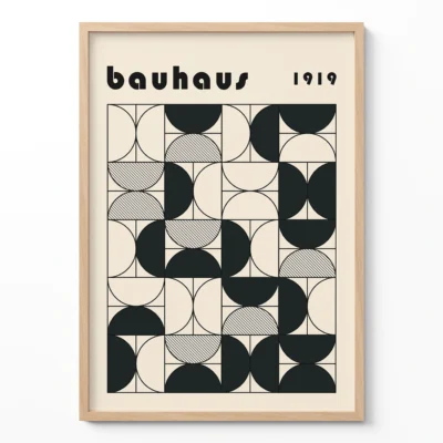 Bauhaus Graphic Poster Black – Abstract Framed Wall Art