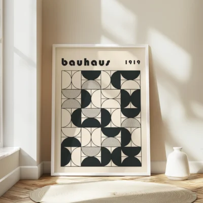 Bauhaus Graphic Poster Black – Abstract Framed Wall Art