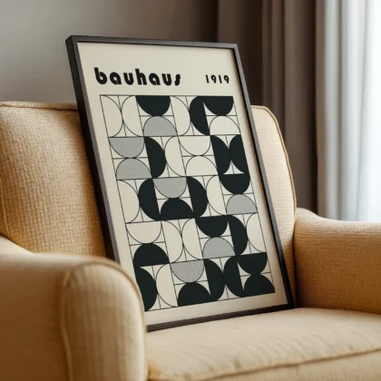 Bauhaus Wandbild – Schwarze Halbkreise