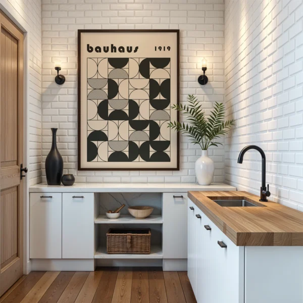 Bauhaus Graphic Poster Black – Abstract Framed Wall Art