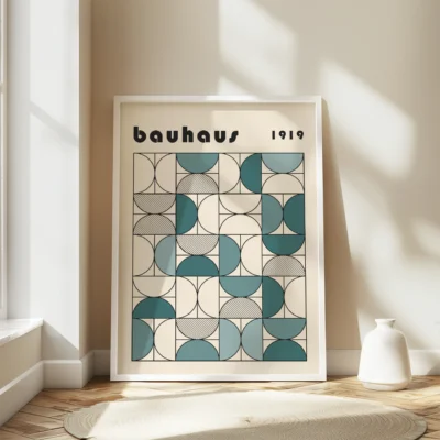 Bauhaus Graphic Poster Green – Geometric Wall Art