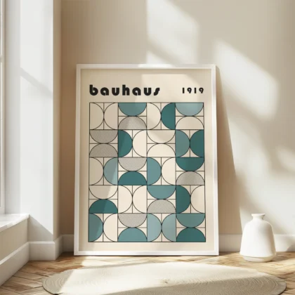 Minimalist Bauhaus Print – Green Semi Circles