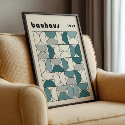 Minimalist Bauhaus Print – Green Semi Circles