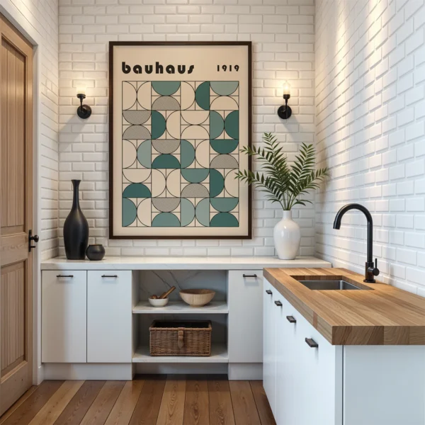 Bauhaus Graphic Poster Green – Geometric Wall Art